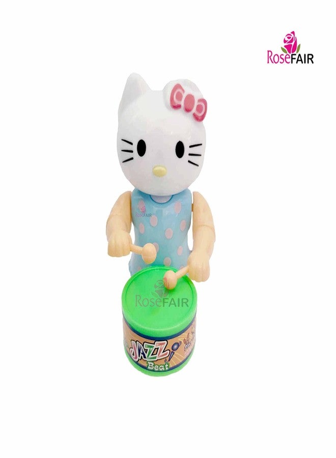 ROSEFAIR Musical Drummer Dancing Sound Toy for Babies, Educational Toddler Toy with Action Drum Baby Toys for Kids (Chock Monk- Blue KITTY-003) - Image 2